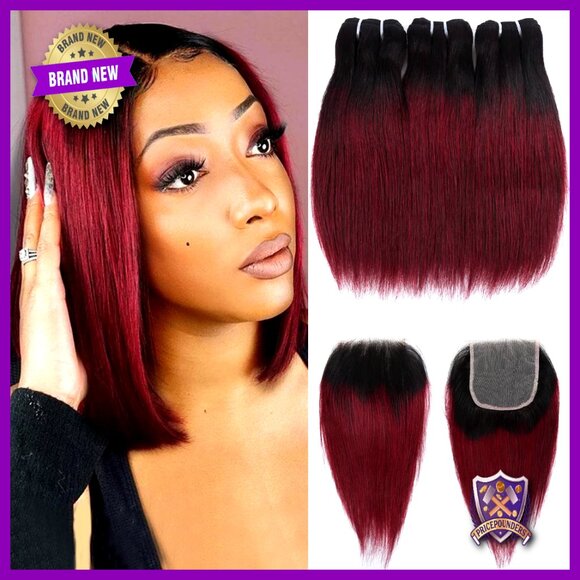 Brazilian Straight Human Hair Extensions with Lace Closure, 3 Bundles main image 6